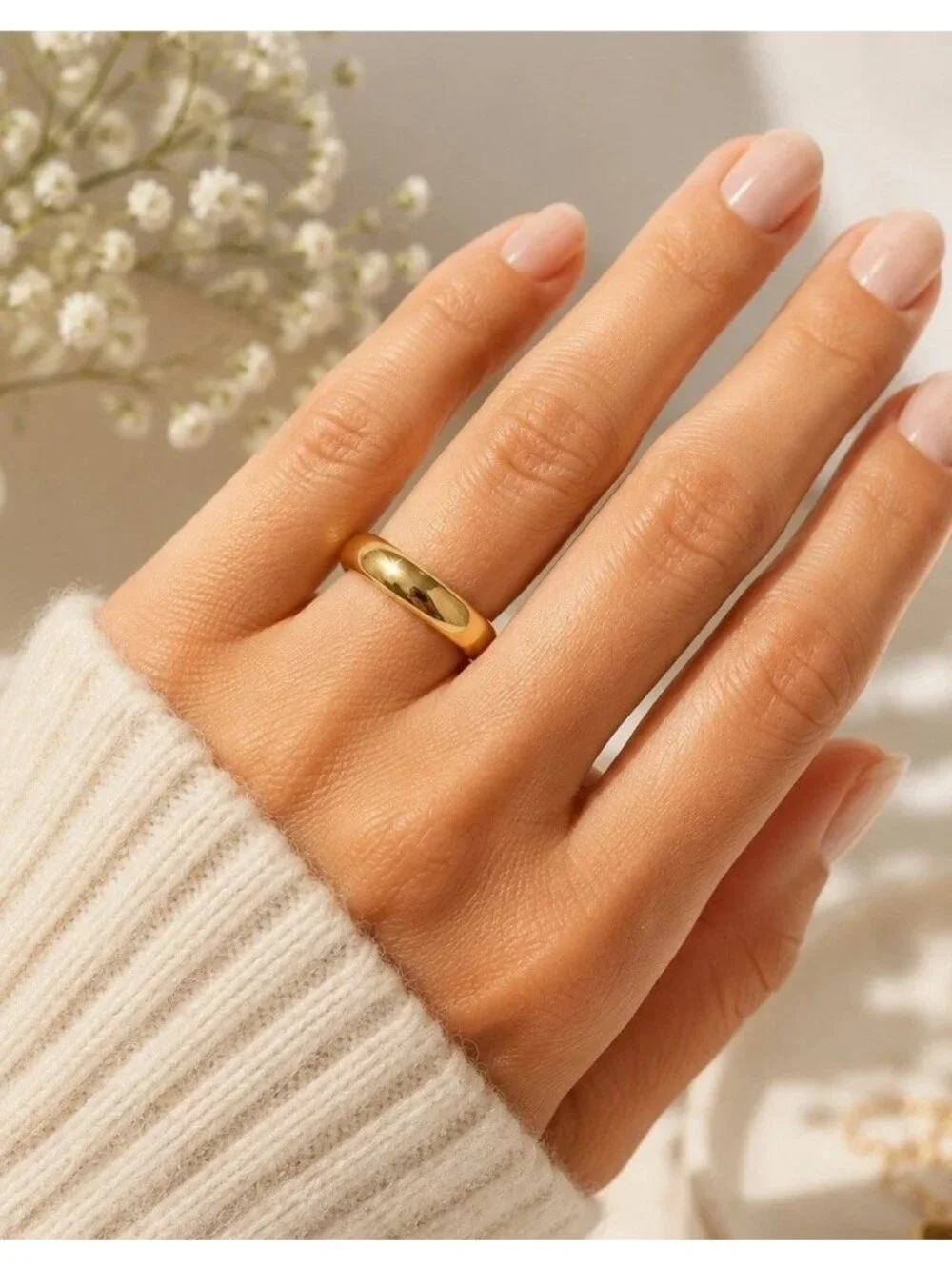 VTG 18KT GE Gold Electroplated Comfort Fit Band Ring Classic Wedding Size 7.5